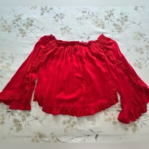 NWOT Rue21 off shoulder red blouse long sleeve size small
